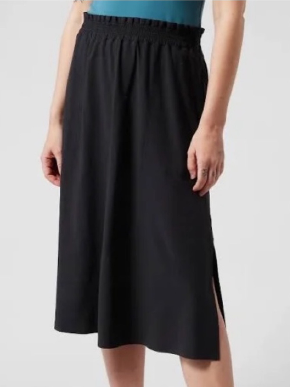 Athleta Savannah Skirt Black Elastic Waist Zipper Pockets Size XXS NWT